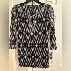 INC NWT Glitzy Black and Grey and White Top